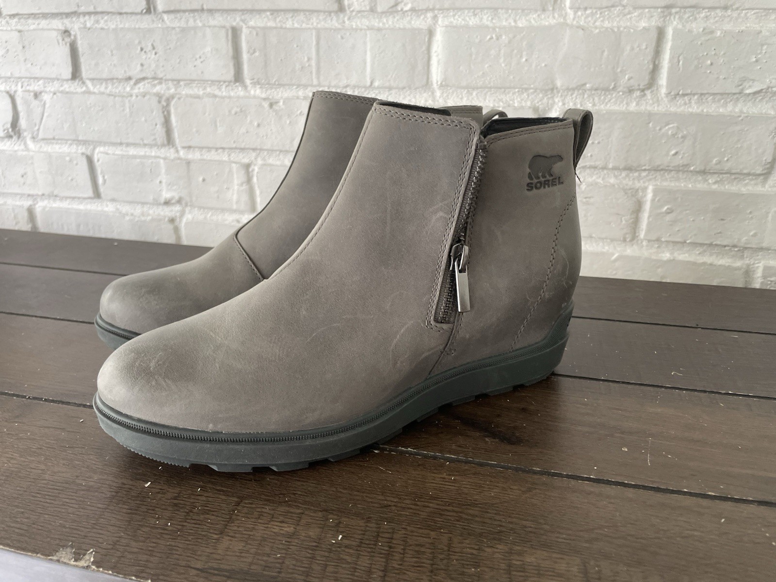 SOREL Evie II Women Boots Zip Quarry Gray Color Waterproof Wedge Boots Size 10