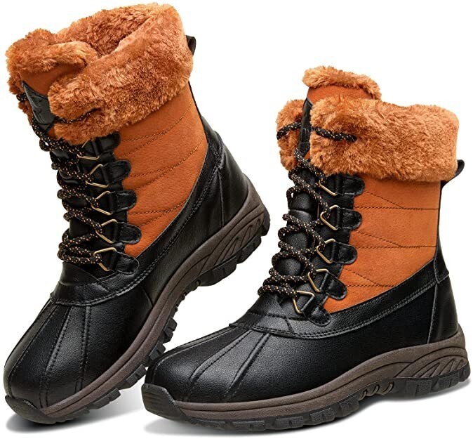 CAMEL CROWN Women Snow Boots Winter Waterproof – Mid-Calf Boots Insulated Lace