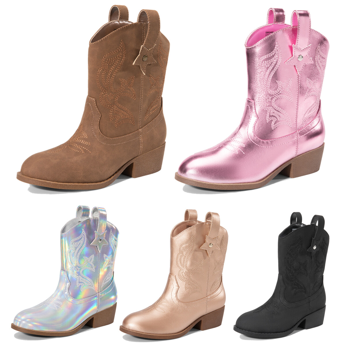 Girls Fashion Boots 2-in-1 Western Boots Removable Cuff Fold Over Cowgirl Boots