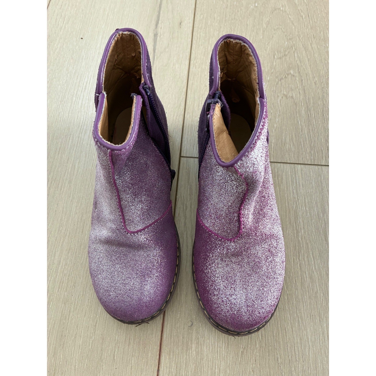 Tucker Tate Girls Purple Glitter Sparkle Ankle Boots Side Zip Size 30
