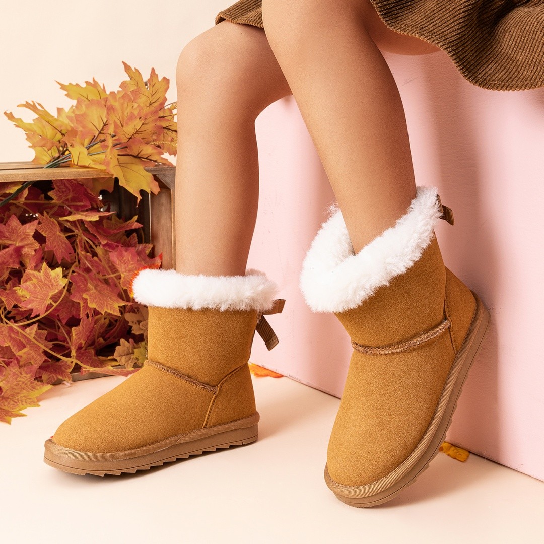 Little Kid Girls Warm Winter Boots Soft Fuzzy Faux Fur Snow Boots Ankle Shoes