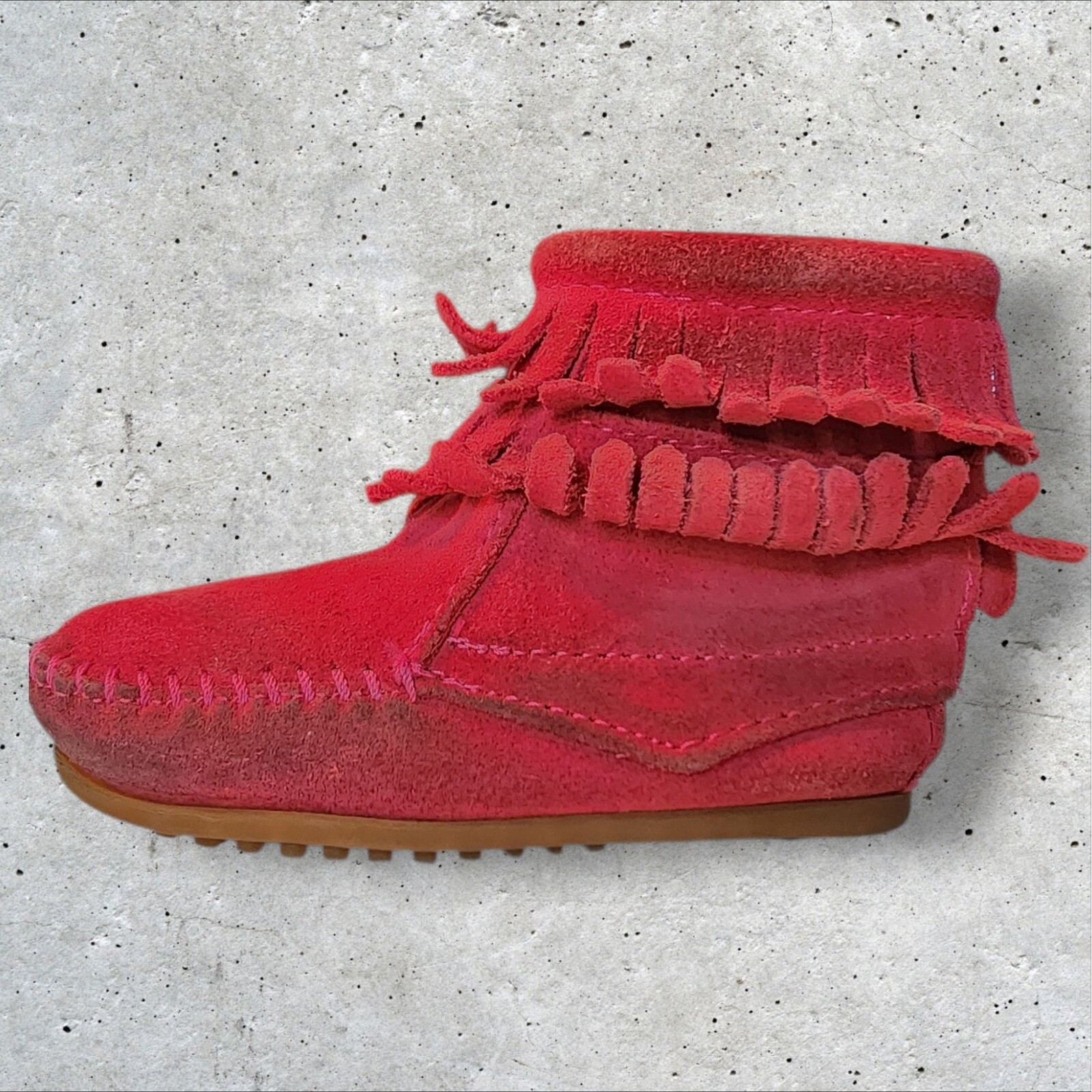 Minnetonka Kids Double Fringe Side Zip Hot Pink Boots Style #2295 Toddler size 7