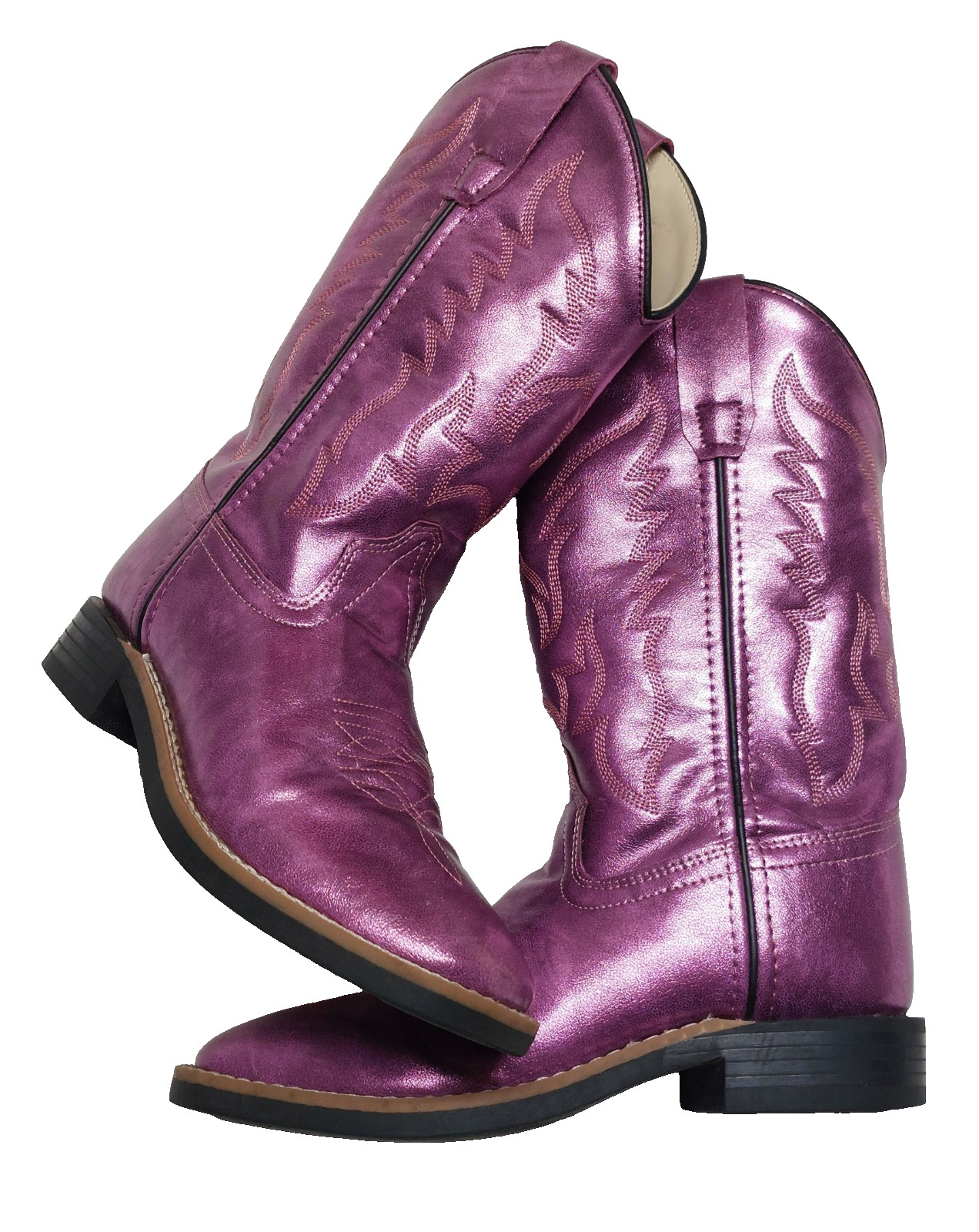 Old West KIDS Boots Gina Cowgirl Shiny Metallic Pink Purple Girls Size 2