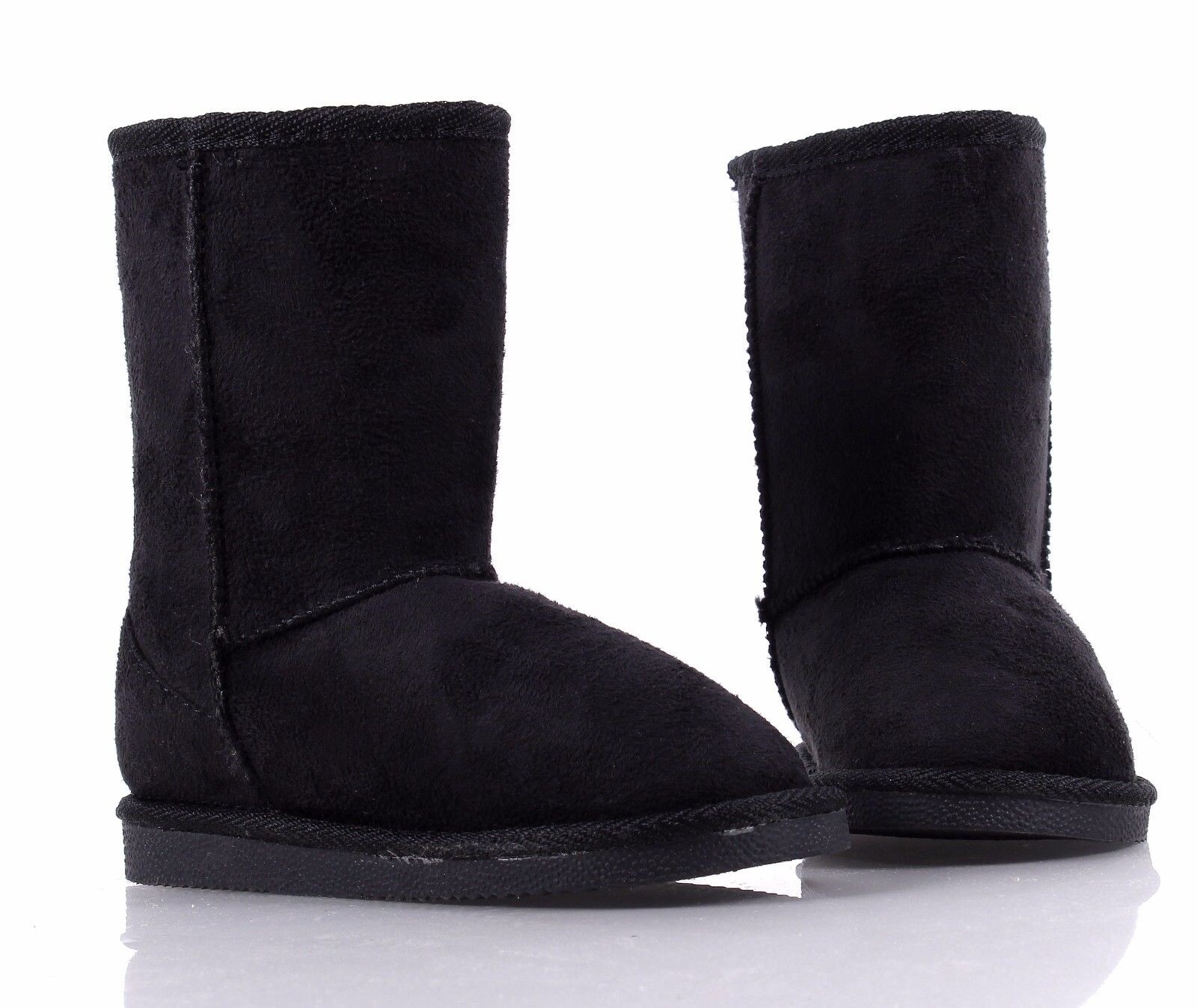 Black Slip On Only Kid Shoes Girls Boots Faux Fur Interior Winter Youth Size 10