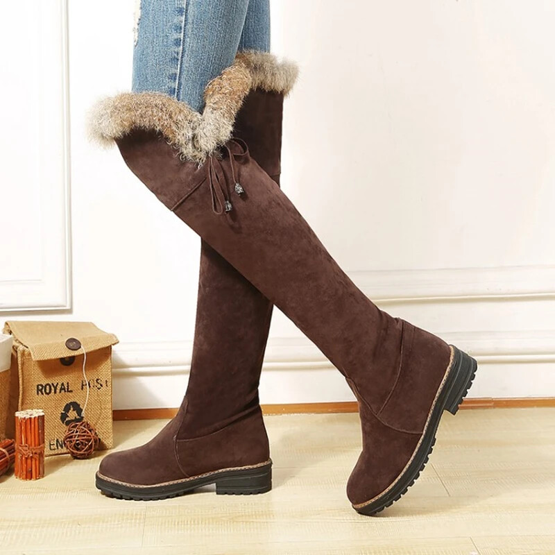 Snow Boots Women Winter Shoes Over Knee High Boot Ladies Heels Shoes
