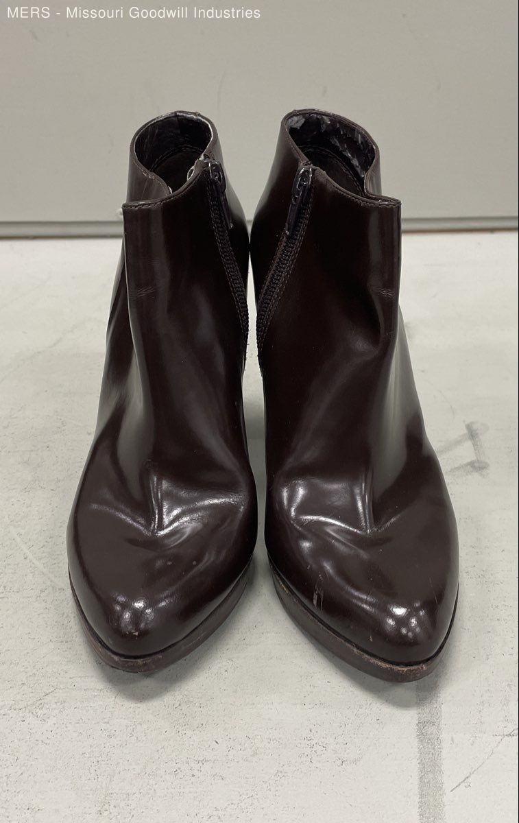 Nine West Patent Leather Ankle Bootie Women Brown Boots – US 6