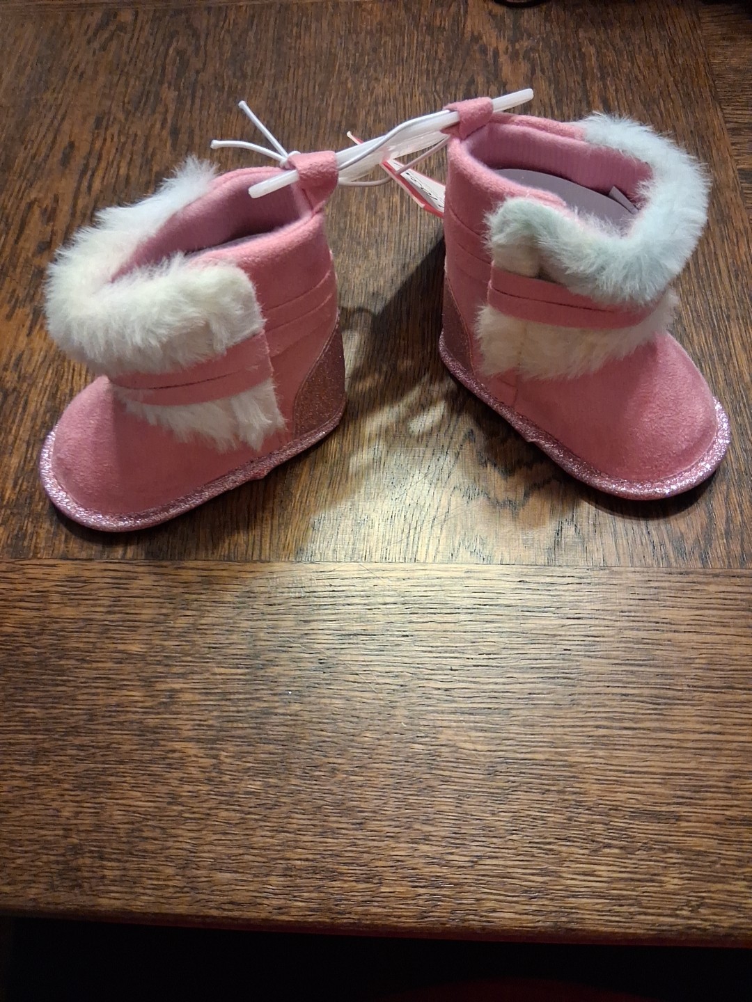 Baby Girls Boots Pink Fur Size 1 (0-3M)