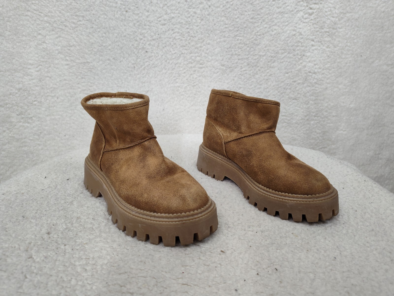 Dolce Vita Girls Boots 2 Brown Faux Fur Pull On Comfort Casual Fit Platform Shoe