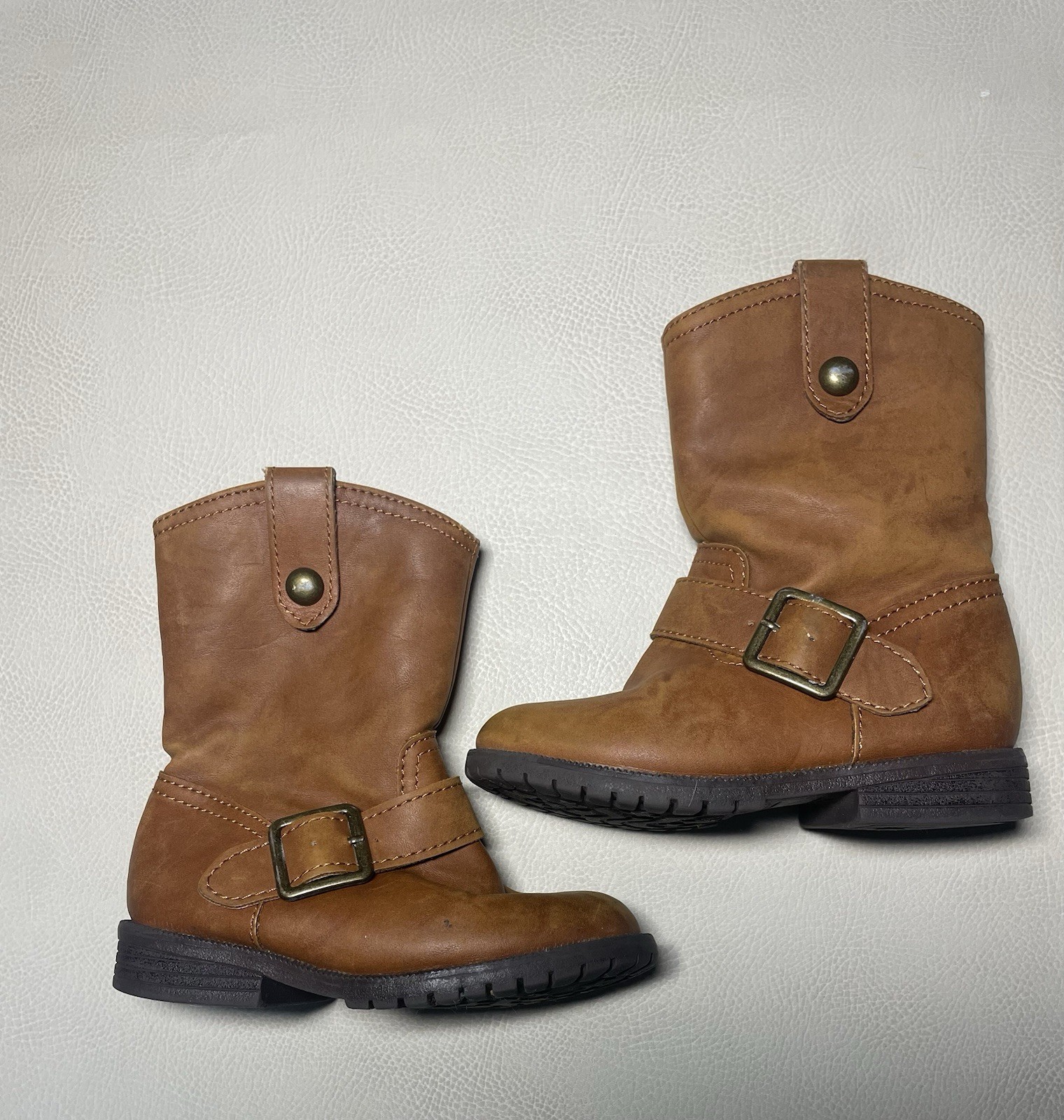 Girls Boots Brown Toddler Size 7M. Zipper Buckles Fall Winter Riding