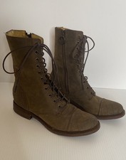 JUSTIN Women Boots 8 B Brown Rustic Leather Lace-Up Combat Western Granny MSL41