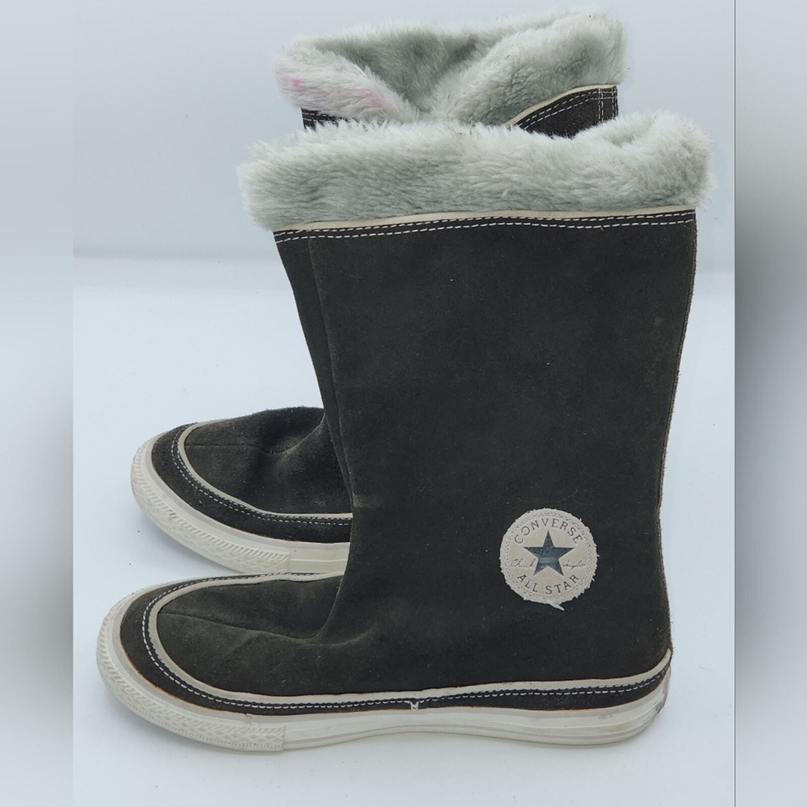 Converse All Star Faux Fur Lined Gray Suede Winter Boots