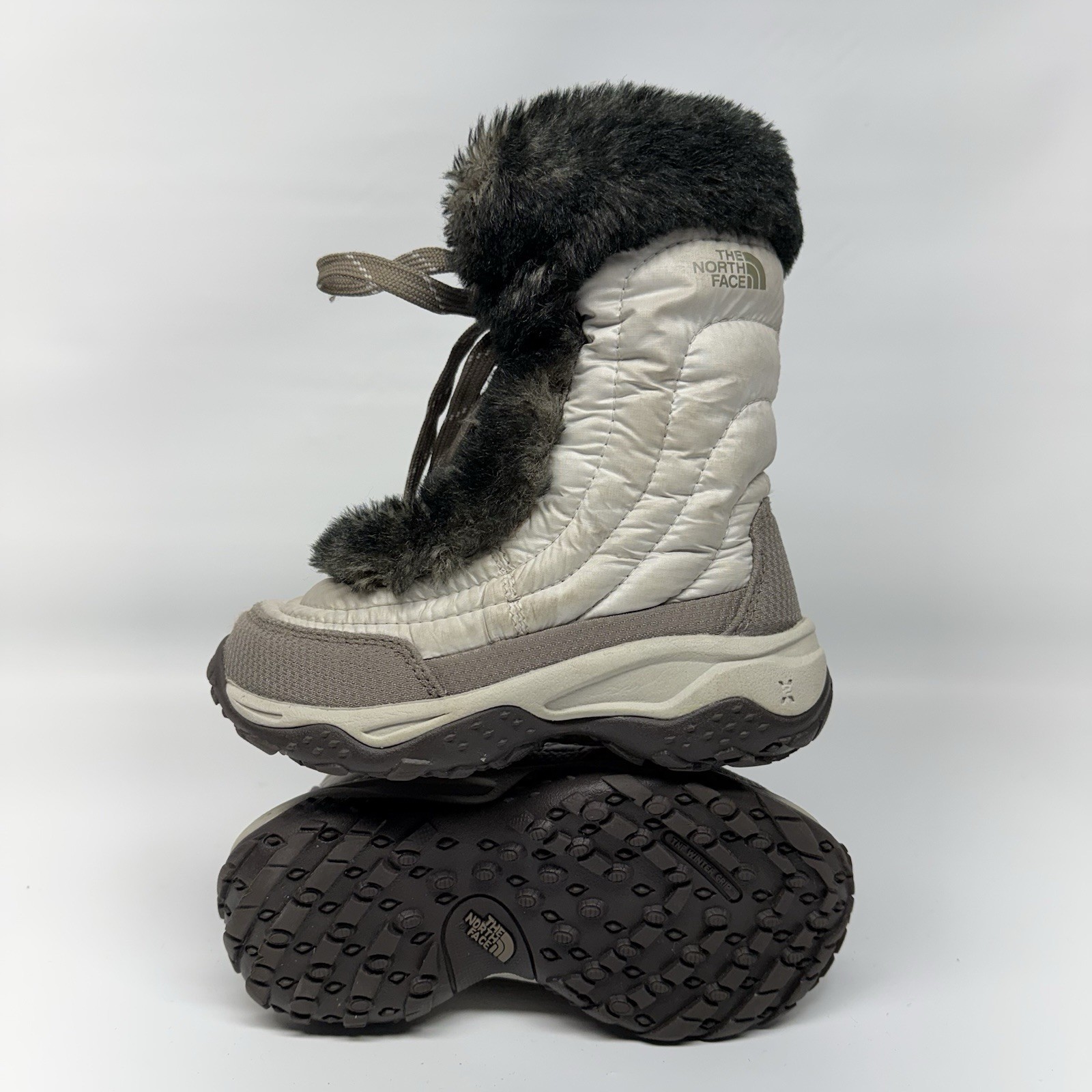 The North Face Girls Goose Down Winter Boots Waterproof Faux Fur Size 11
