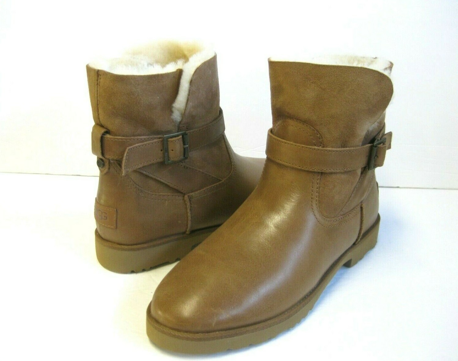 UGG ROMELY BUCKLE WOMEN BOOTS LEATHER CHESTNUT US 8.5 / UK 6.5 /EU 39.5