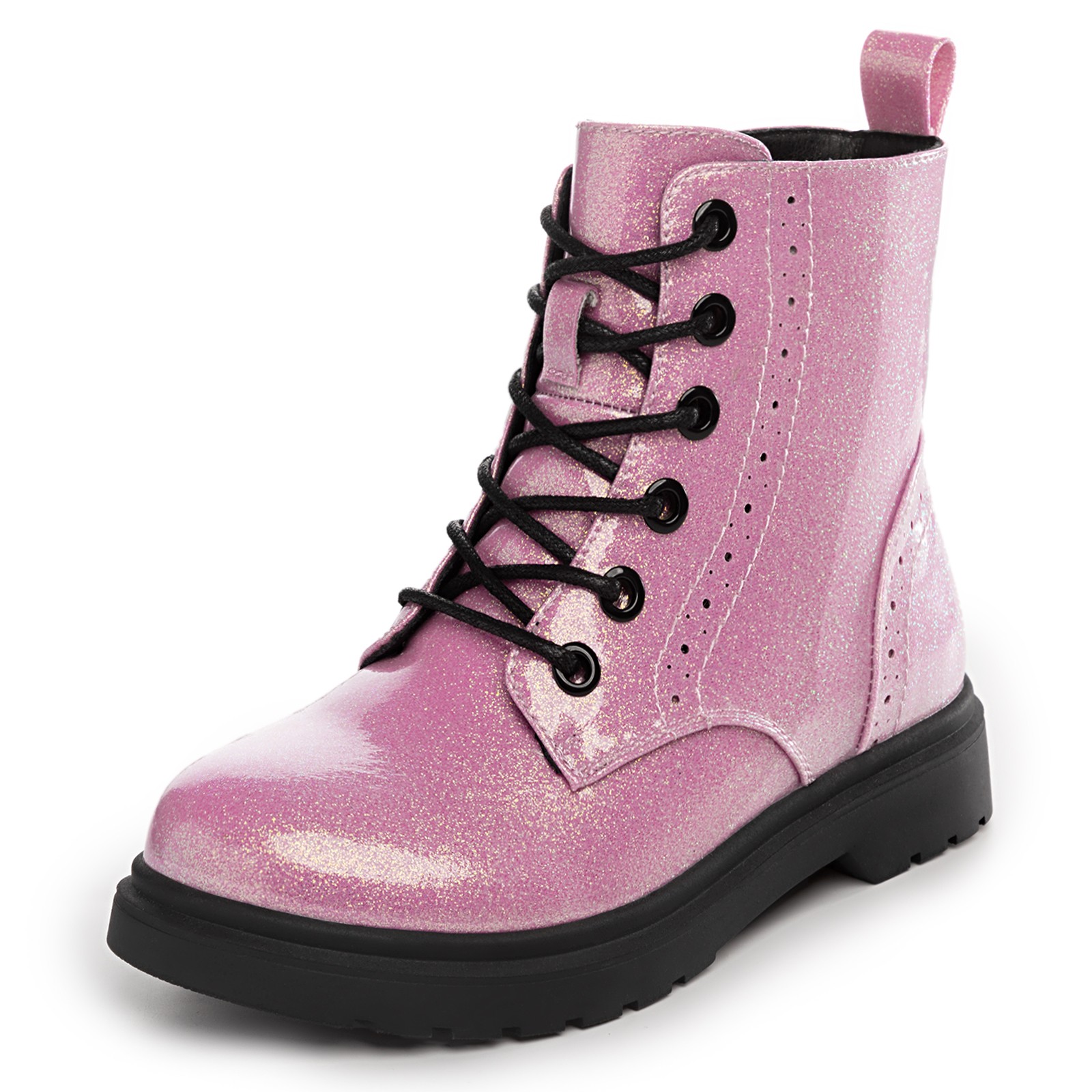 Boys Girls Waterproof Combat Boots Lace Up Side Zipper Ankle Booties for Toddler