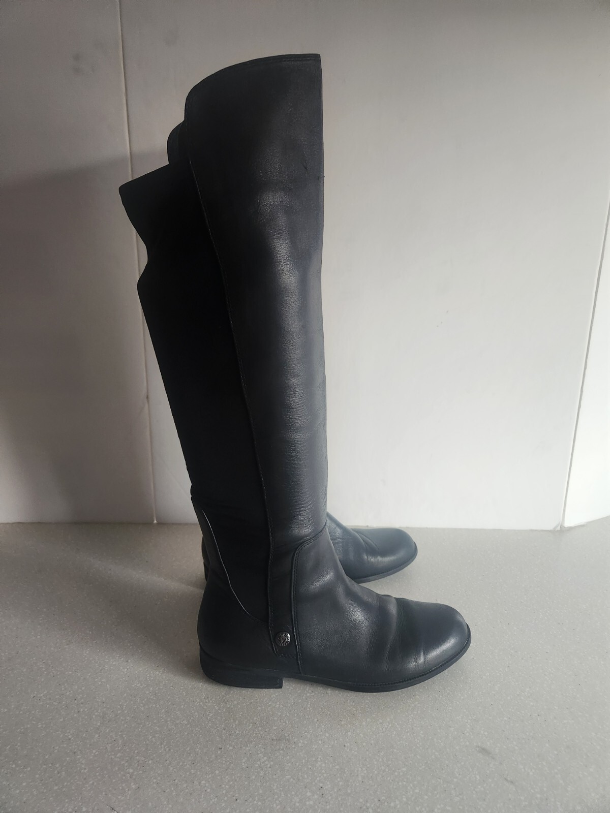 ANNE KLEIN OVER KNEE WOMEN BOOTS SIZE 7 BLACK LEATHER