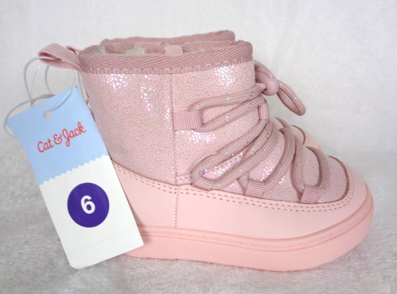 Cat & Jack Toddler Girls Sophia Sparkly Winter Boots Blush Pink Size 6