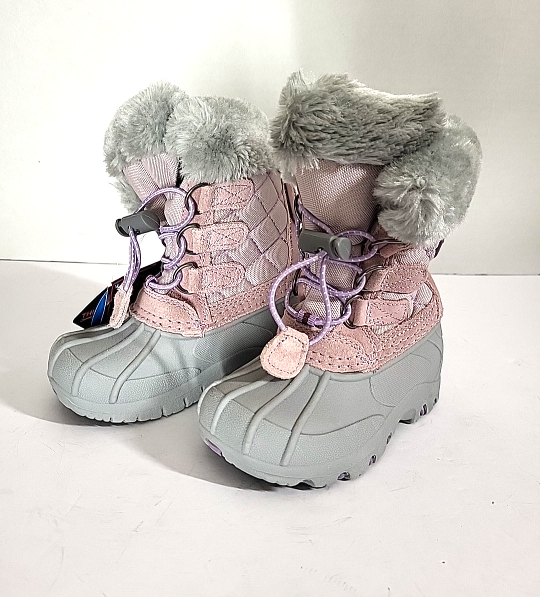 Totes Lil Jenny Toddler Girls Waterproof Snow Boots 603-0159 Pink/Gray Sz 6T NWT