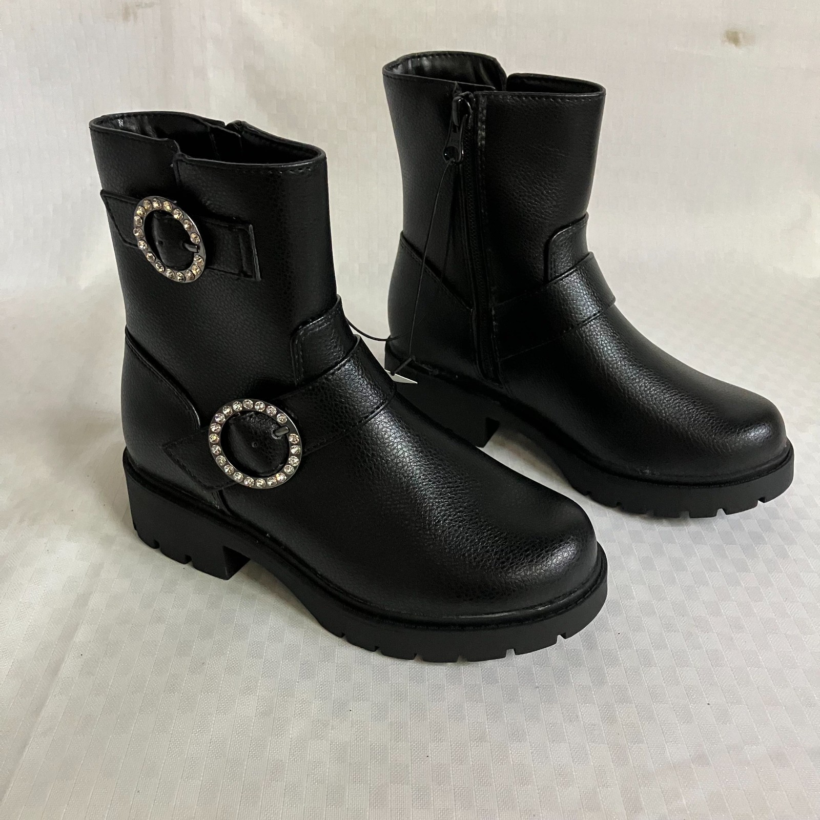 Art Class Girls 13 Black Rhinestones On Buckle on Both Shoes Side Zipper Boots