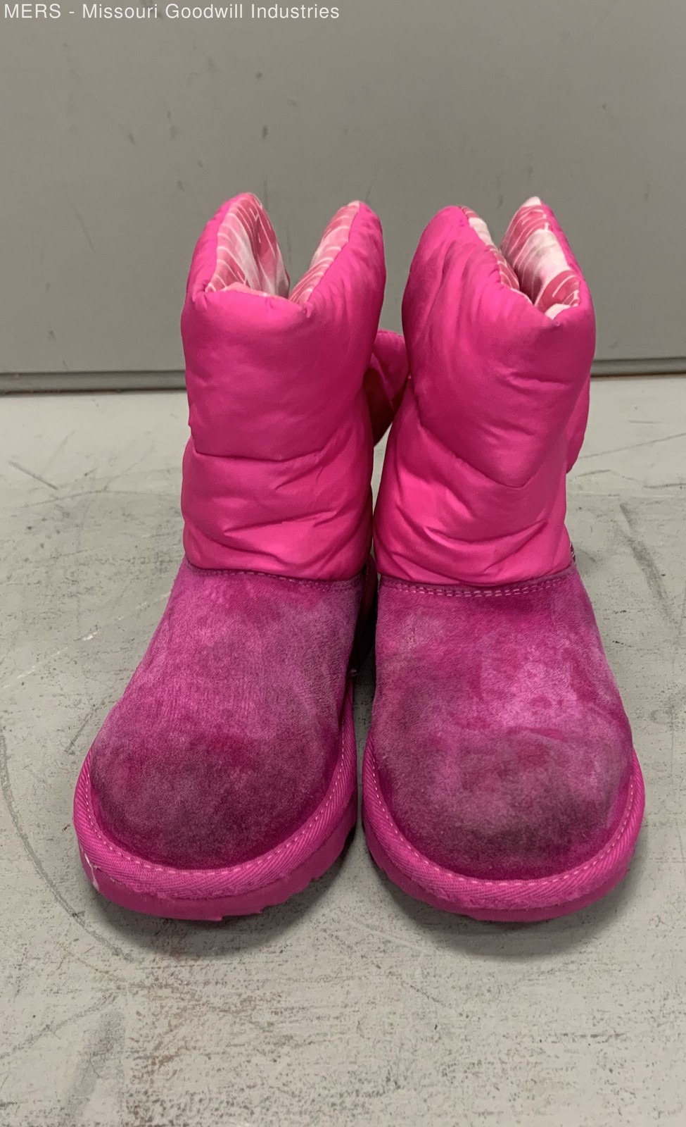 UGG Girls Puff Bow 1130756K Pink Suede Nylon Pull-On Boots – US Size 1