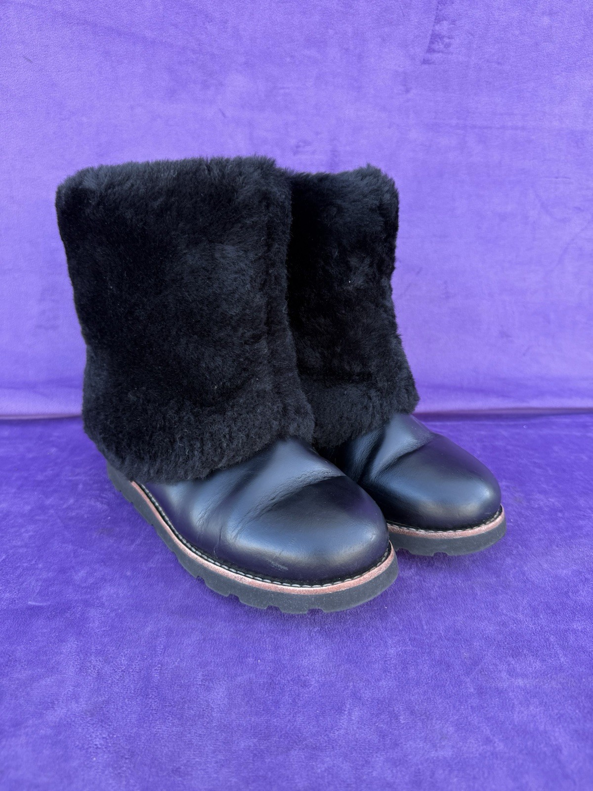 UGG MAYLIN BROWN LEATHER WOMEN BOOTS SIZE US 6 RARE