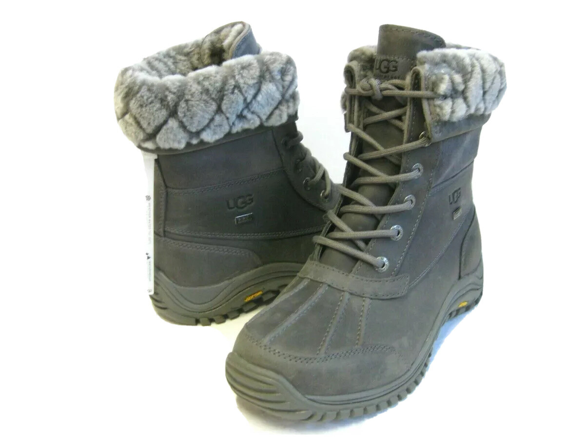 UGG ADIRONDACK II LUXE QUILT WOMEN WINTER BOOTS LEATHER GREY US 7 /UK 5 /EU 38