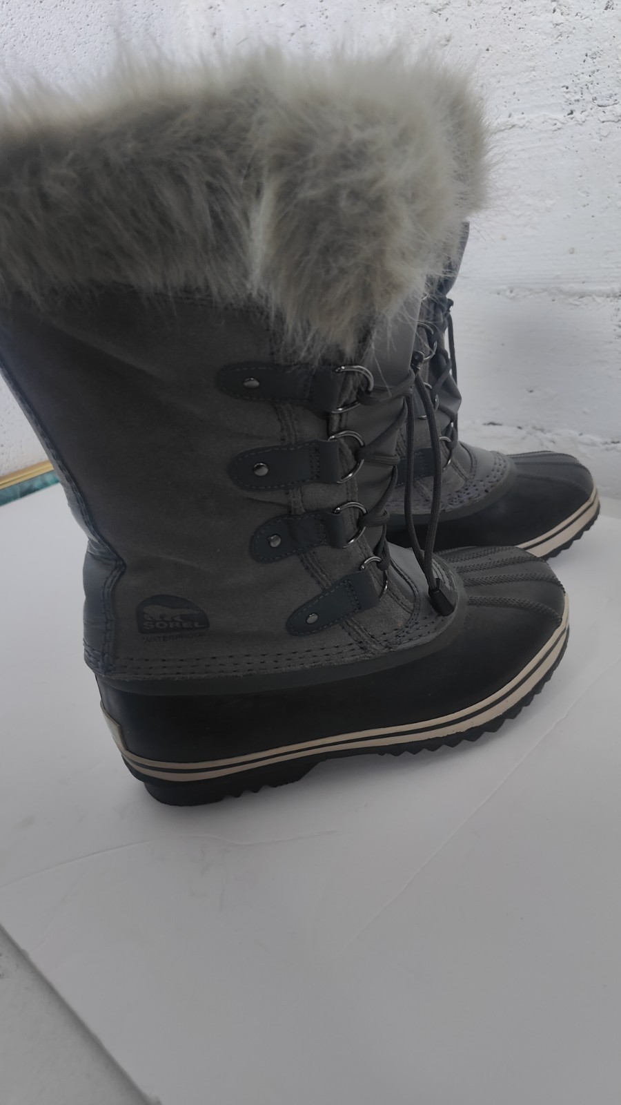 SOREL Joan of Arctic Youth Girls Sz 5 Quarry Grey Suede Waterproof Winter Boots