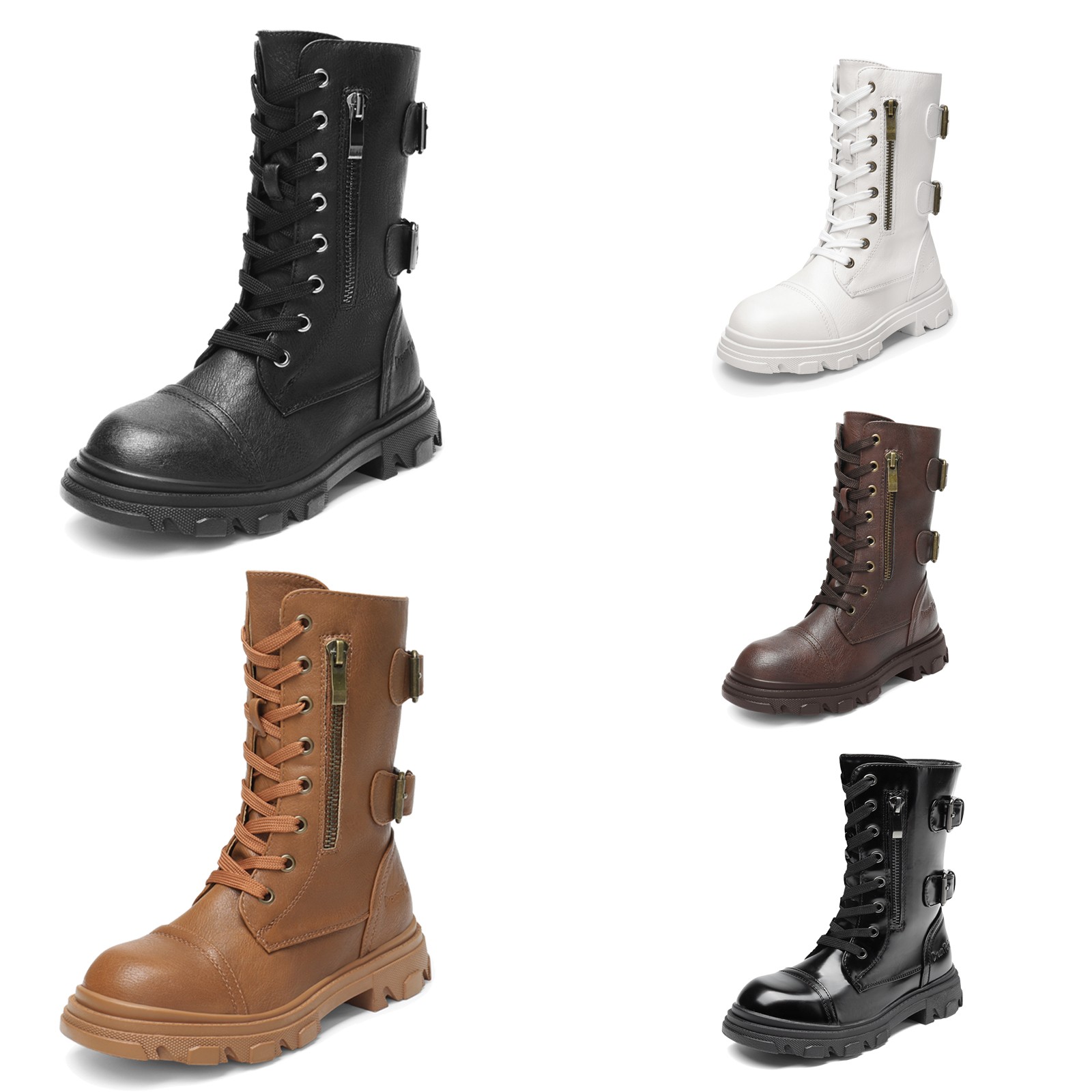 Toddlers Kids Girls Warm Combat Booties Side Zipper Mid Calf Riding Boots