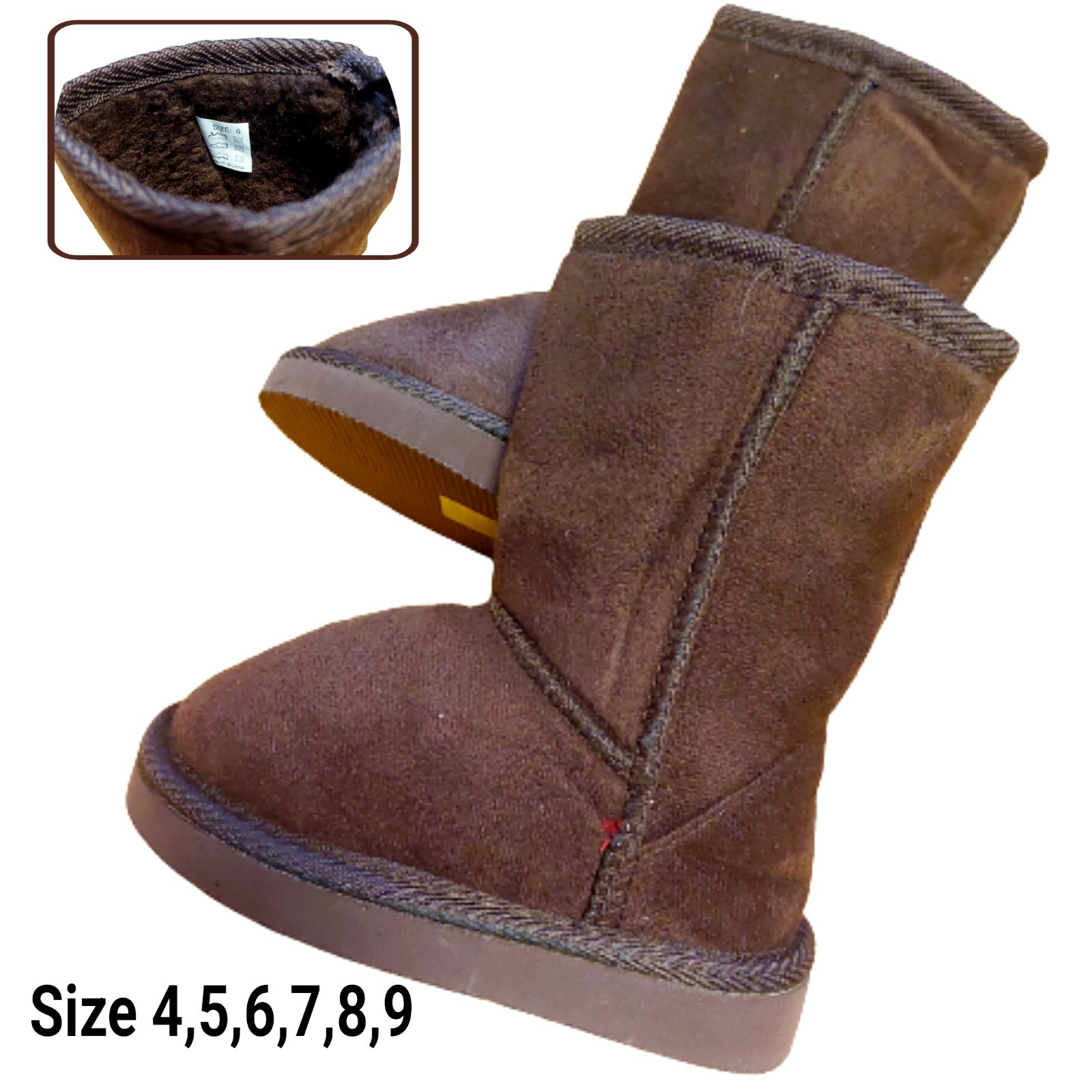 Toddler Girls Slip On Brown Boots Size 4-9 New