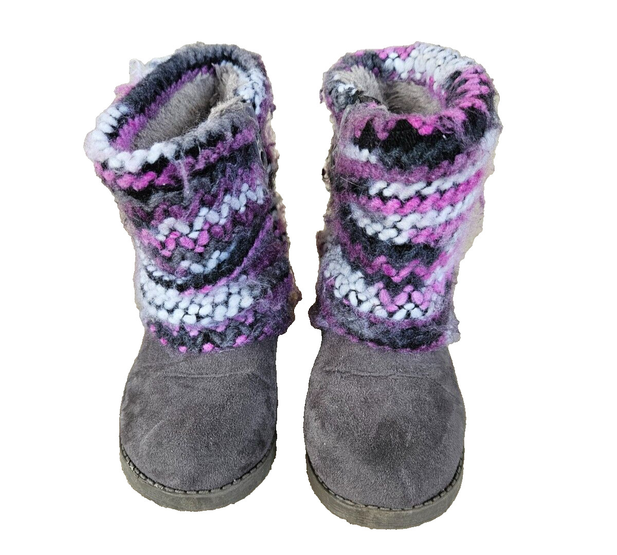 Girls Winter Boots Kids Size 8 Cat And Jack Suede Knit Upper Side Zip