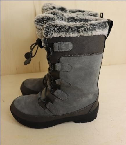 All in Motion Girls Winter Boots Gray Size 3 Pull Up Pull Lace Snow Boots