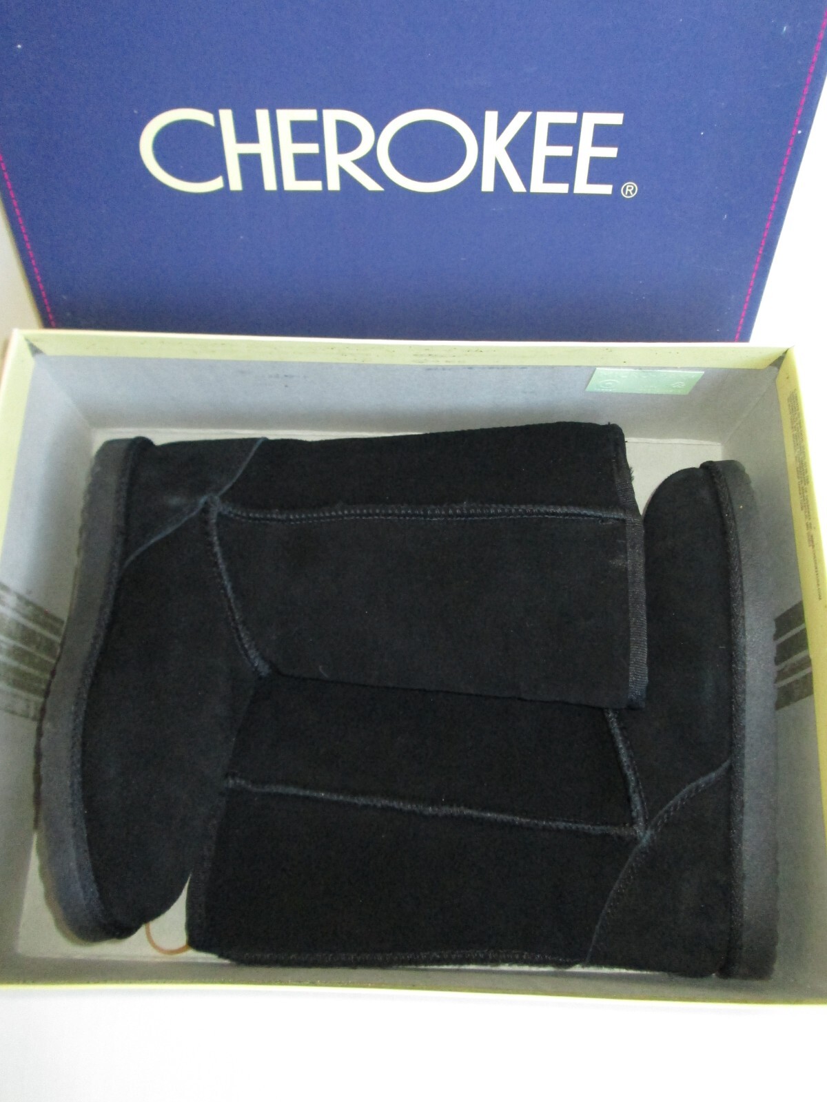 NIB Cherokee black girls youth black suede fur tall winter boots Tessa sz 2 New