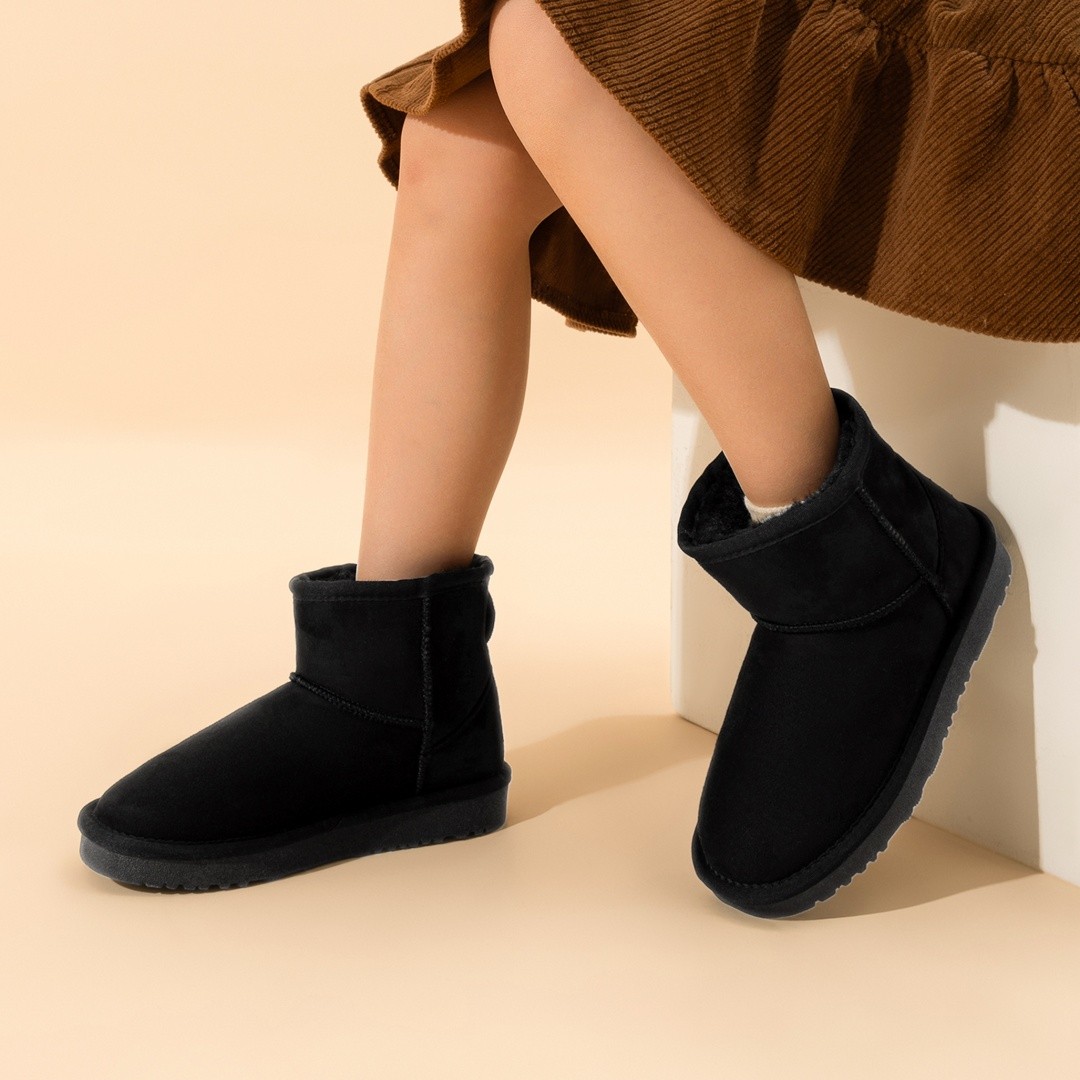 Boys Girls Warm Winter Boots Kids Faux Fur Lined Ankle Snow Indoor Outdoor Boots