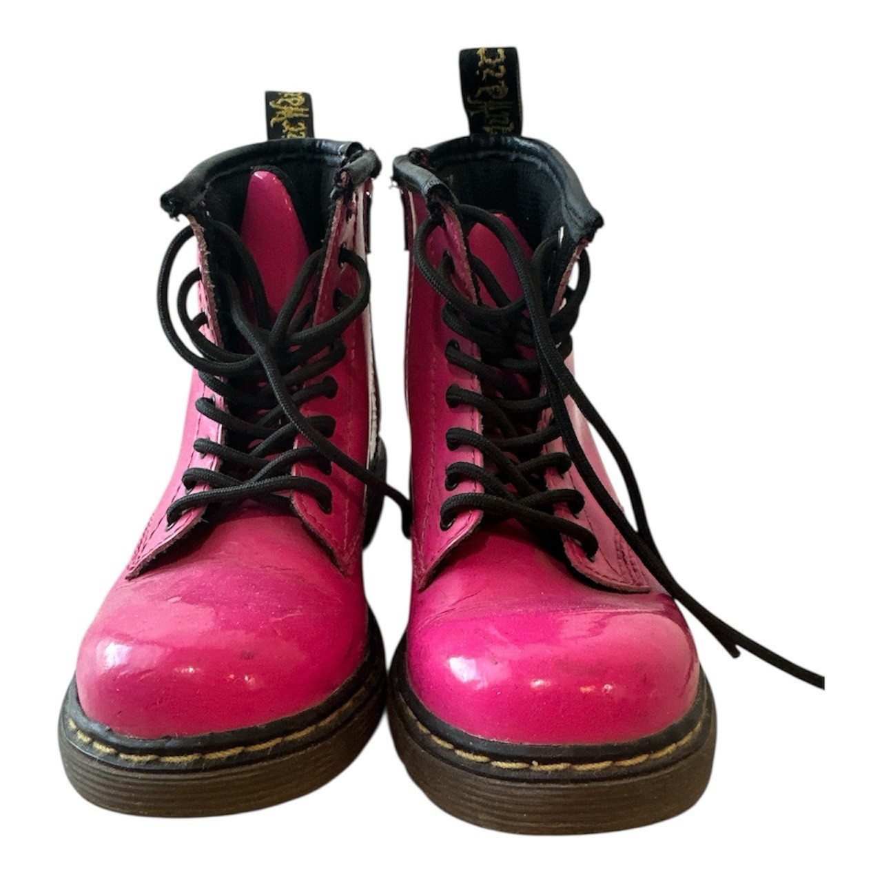 Dr Doc Martens Girls Boots Brooklee Hot Pink Side Zip US Sz 10 Patent Leather