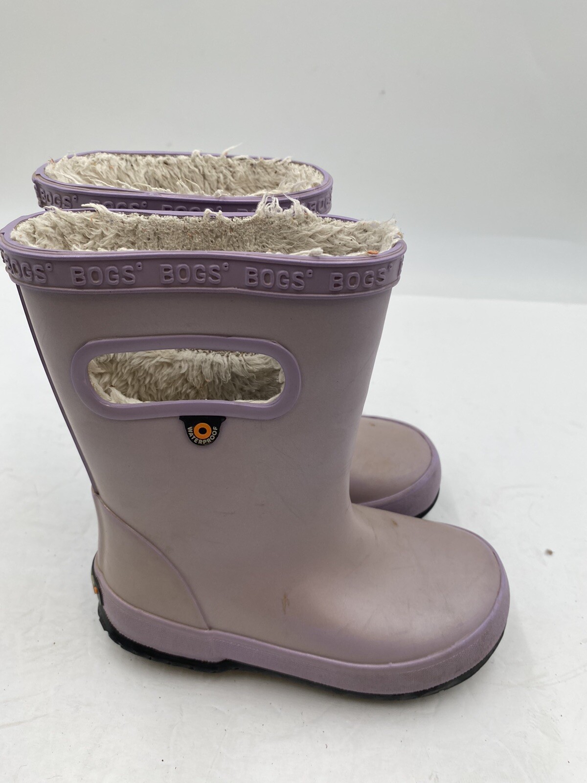 BOGS  Kids Size 9 Lilac Rubber Fur Lining Waterproof Winter Girls Boots