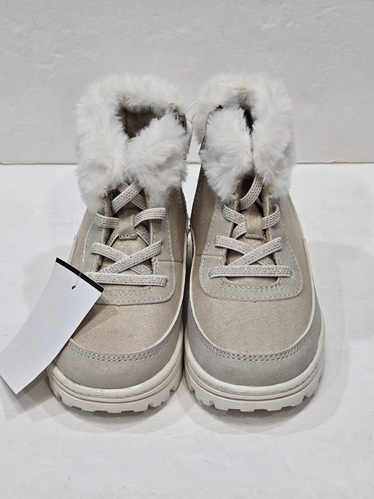 Carters Toddler Girls Winter Boots Size 10M Beige Brown Faux Fur Trim