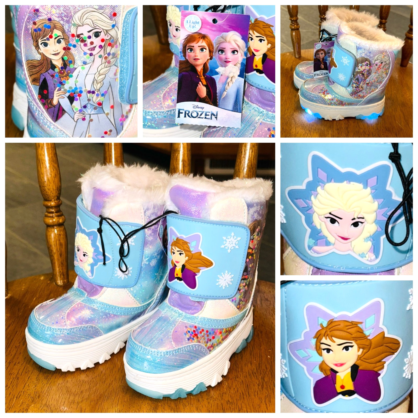 New 6 GIRLS BOOTS SNOW DISNEY FROZEN TODDLER CHILD WINTER GIRL LIGHTS UP ELSA
