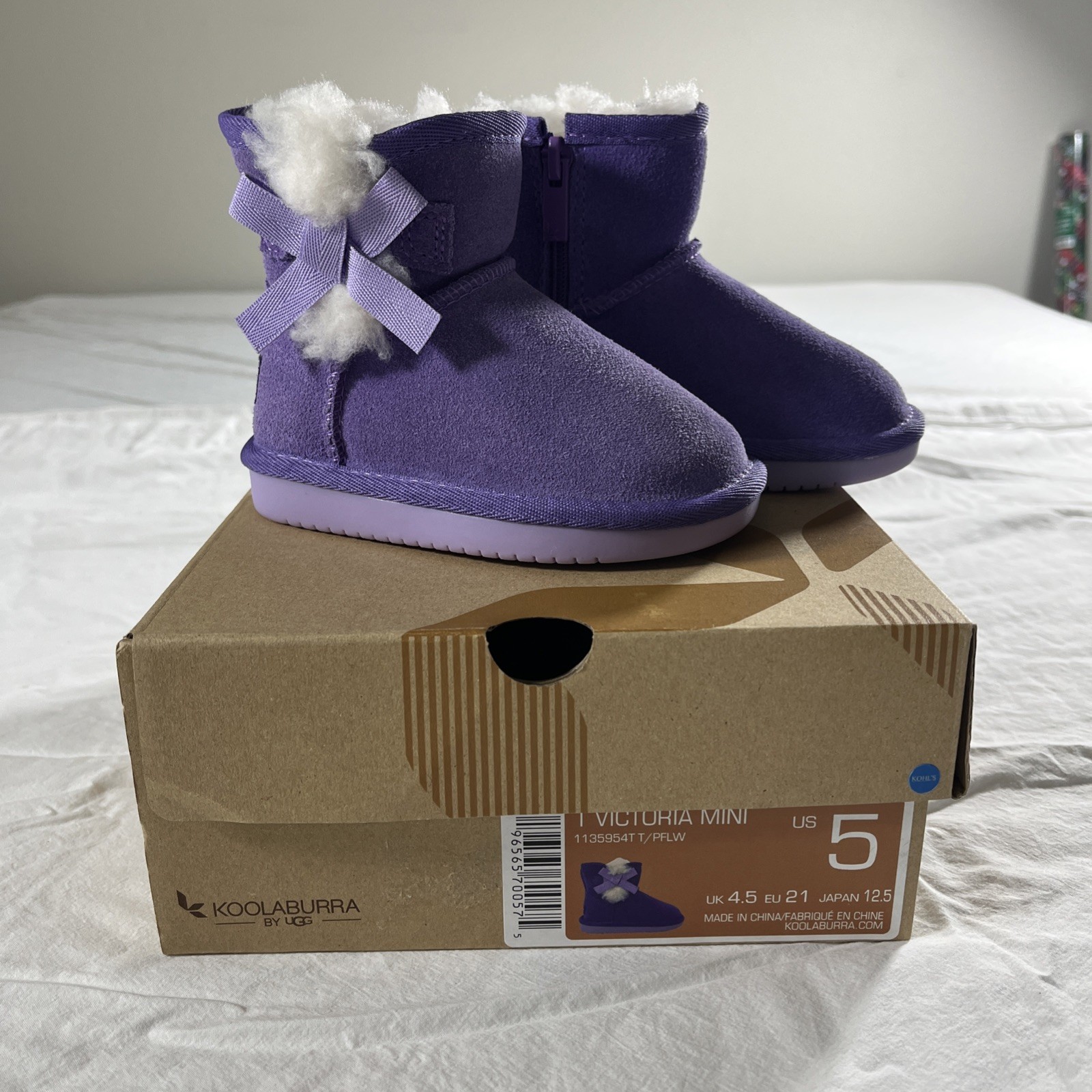 Koolaburra by Ugg Baby/Toddler Girls Boots Size 5 Purple NIB T Victoria Mini Bow