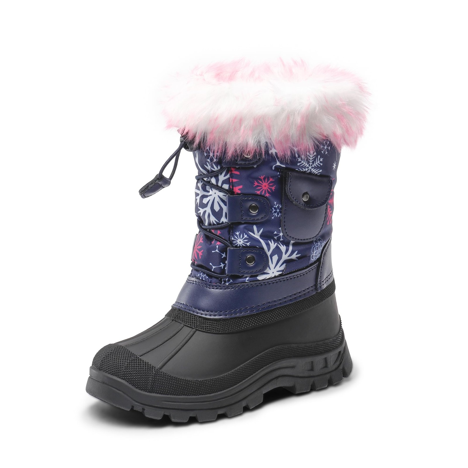 Boys Girls Snow Boots Water-Resistant Outdoor Warm Cozy Anti-Slip Mid Calf Fa…