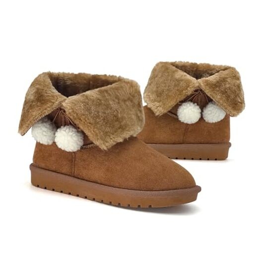 Girls Winter Boots Warm Toddler Snow Boots Cozy Fuzzy 13 Little Kid Dark Brown