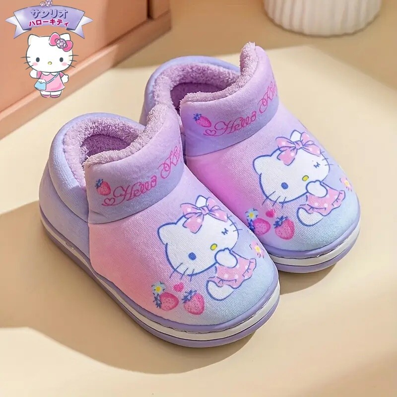 Sanrio Hello Kitty Faux Fur Insulated Boots Girls Ombre Designed Winter Booties