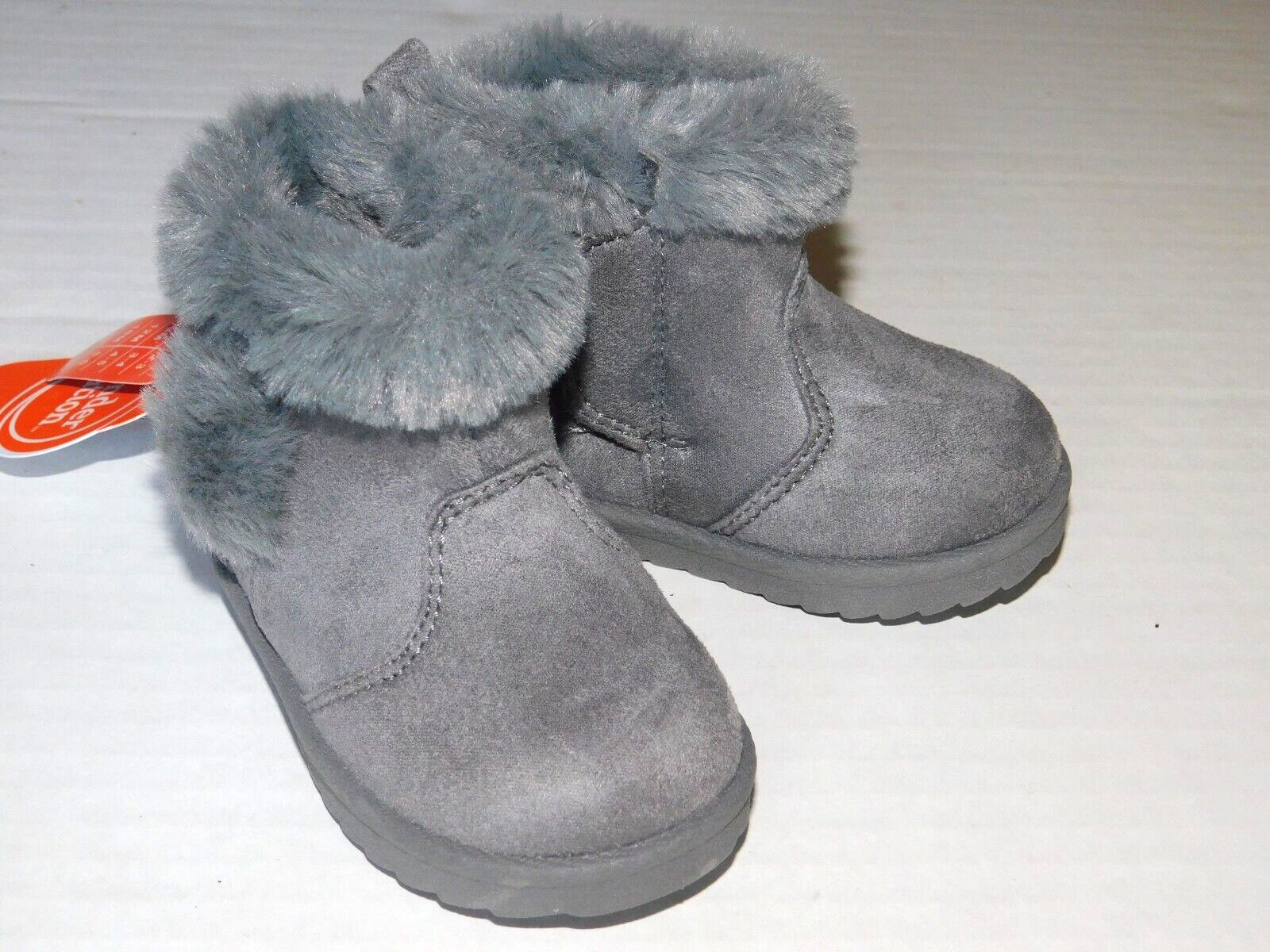 Infant Toddler Girl Boots Size 3 (3-6 Months) Gray Easy On Easy Off