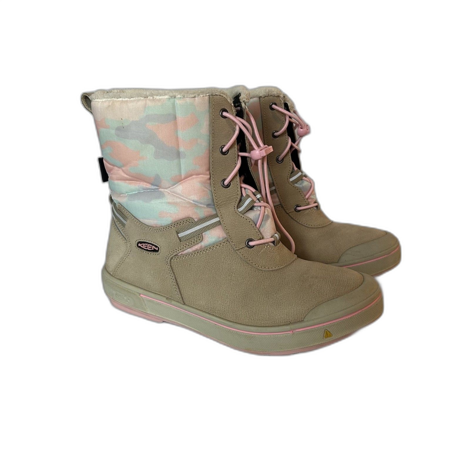 Keen Little Girls Winter Boots Size 5 Casual Outerwear Tan Pink Camo Play Snow