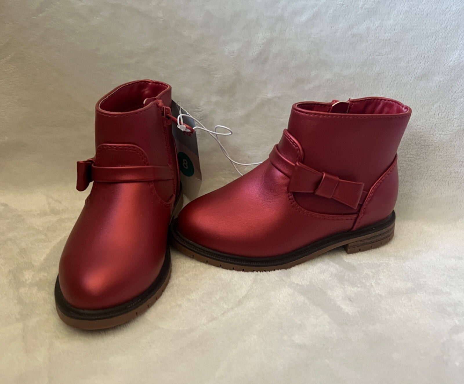 Cat & Jack Boots Toddler Girls Sz  8 Harmony Red Booties Bow Zipper