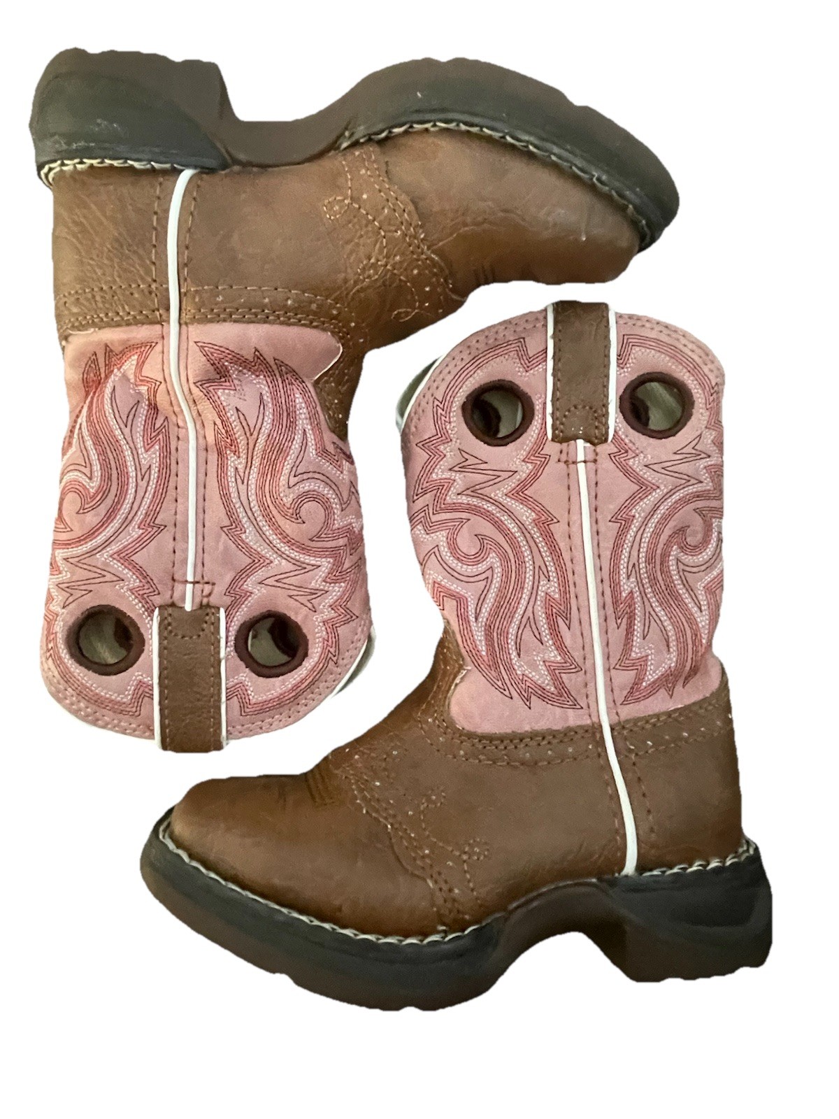 Durango Lil’ Rebel Lacey Kids Western Boots Brown Pink Girls 9M