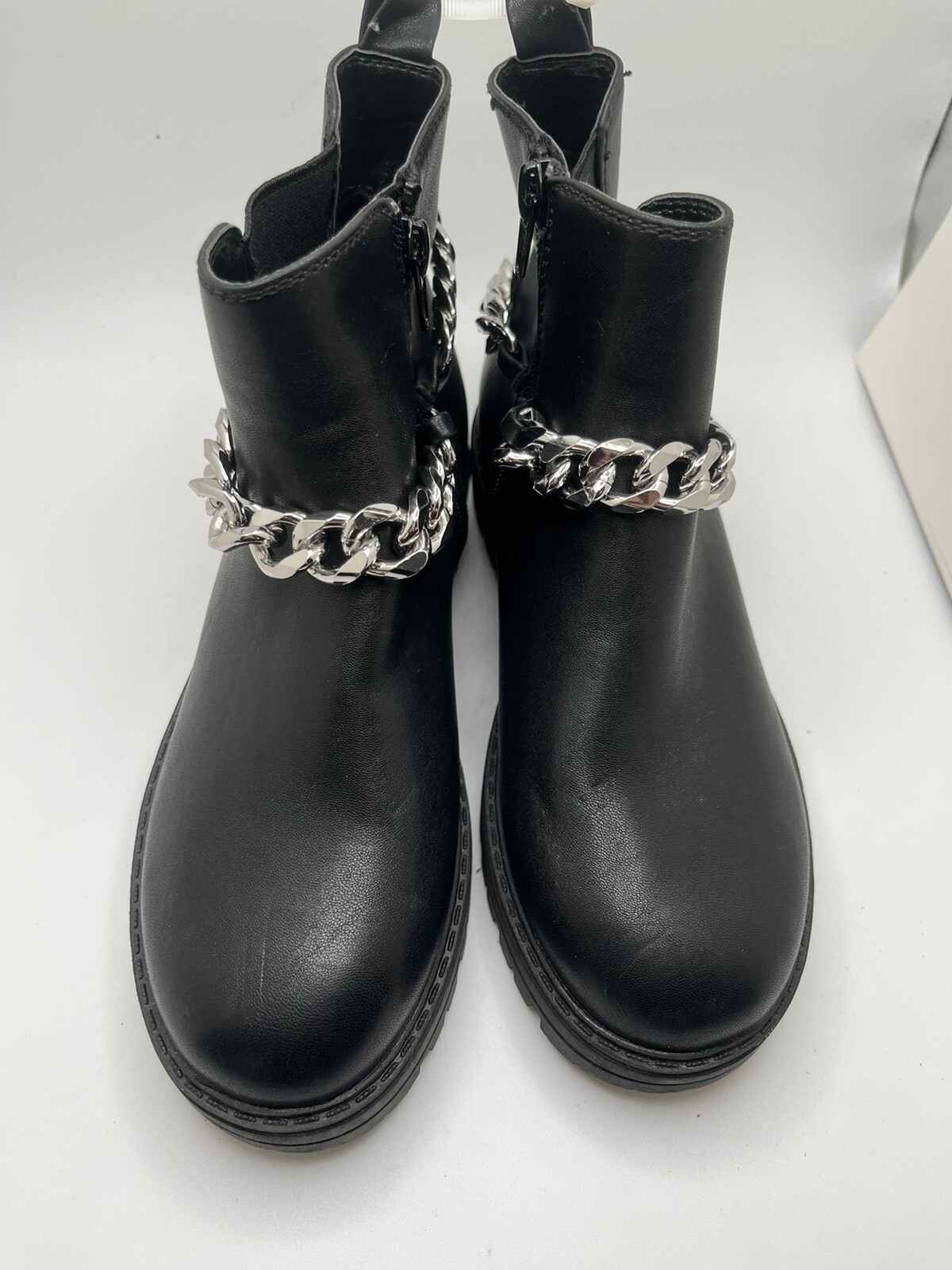 Nordstrom Margot Girls Boots Bootie Side Zip Chain Charm Leather Big Girl Size 2