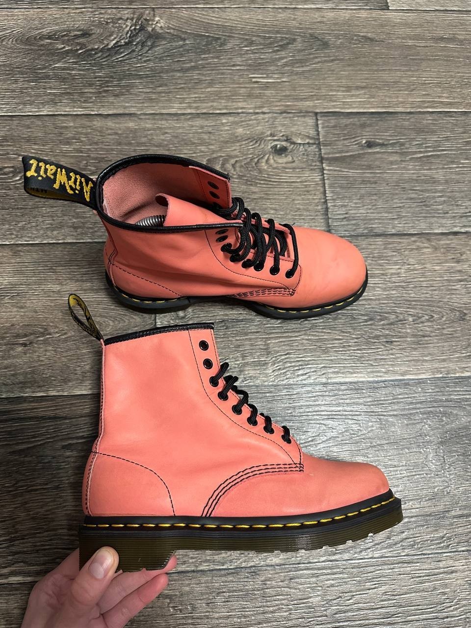 dr martens 1460 women boots eu 39 uk6 us8 yellow stitch leather peach