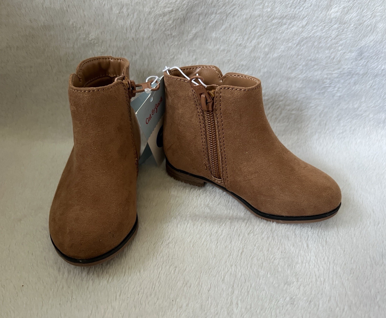 Cat & Jack Boots Toddler Girls Sz 7 Penelope Brown Booties Zipper *Flaw
