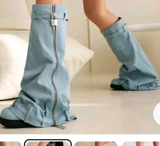 Women Boots 2023 Winter Cool Women Shoes Wedges Platform On Slip Denim Boots