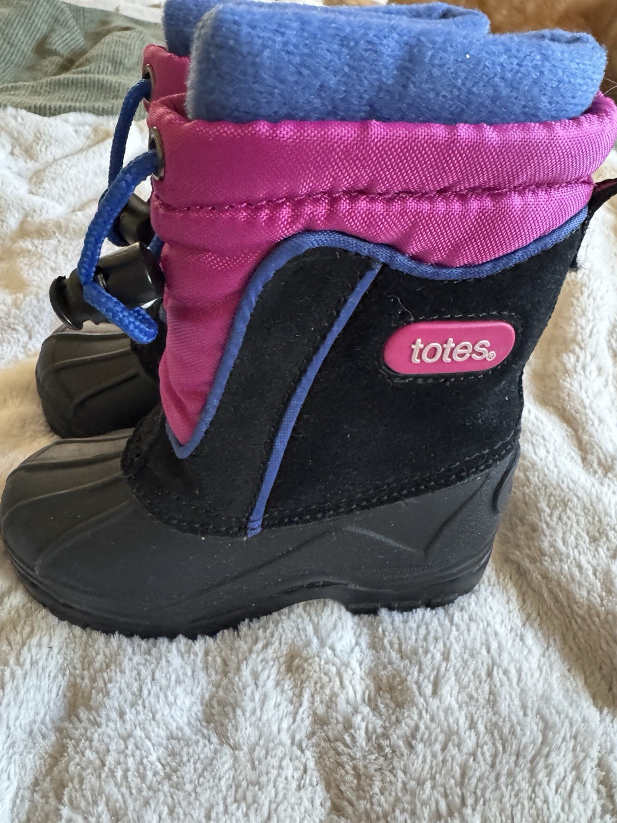 Totes Black Pink Insulated Rain Snow Boots Girls Size 7 NWOB