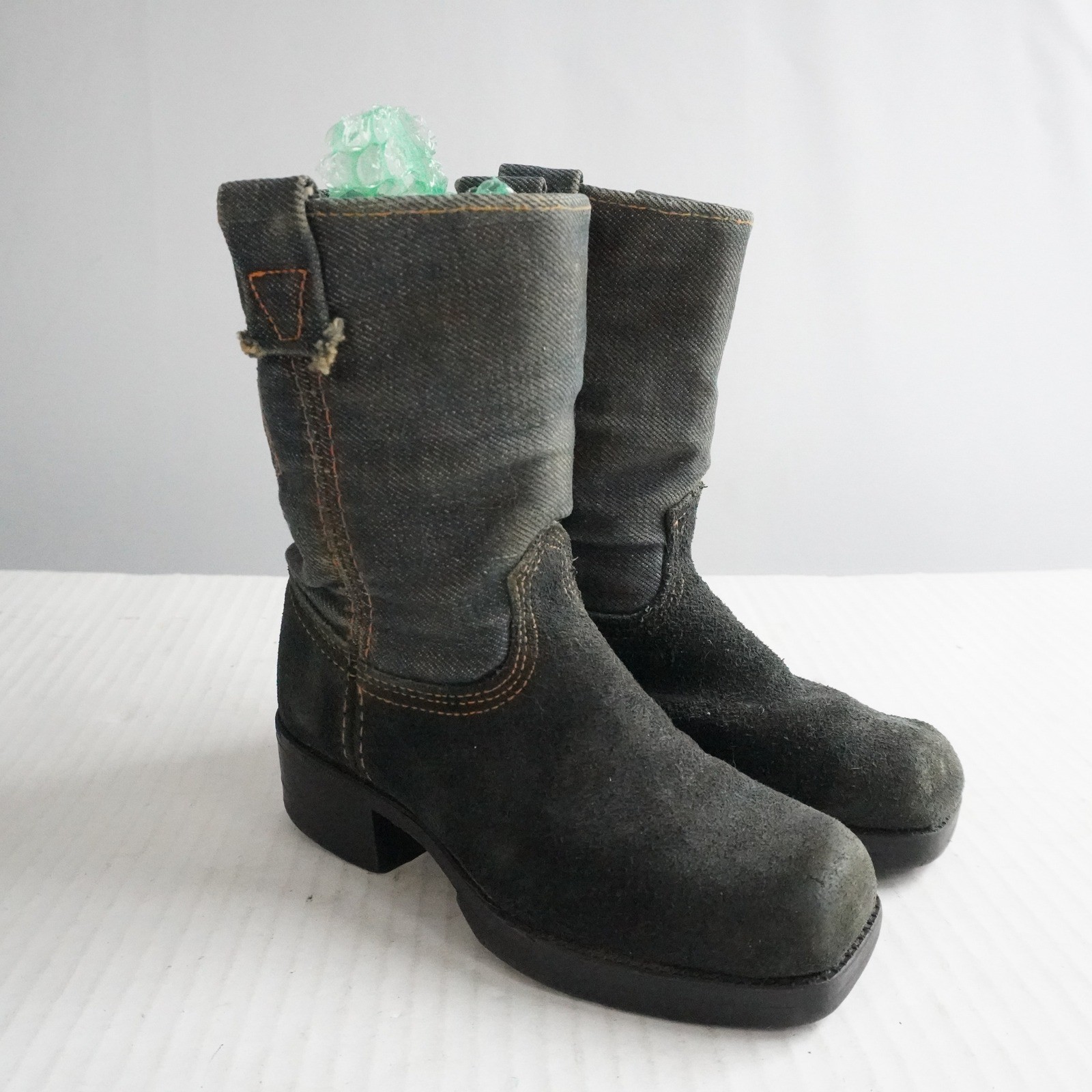 VTG Dingo Kids Denim Suede Western Boots Size 11D Cowboy Cowgirl Riding